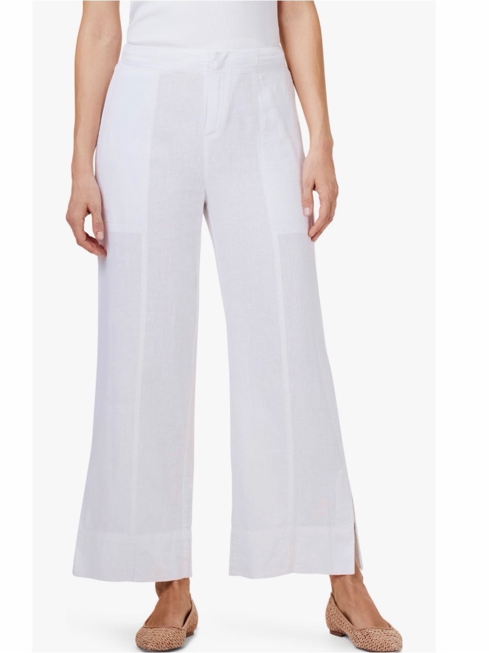 Nic + Zoe Rumba Park Wide Leg Crop Organic Linen Blend Pants Size 16
